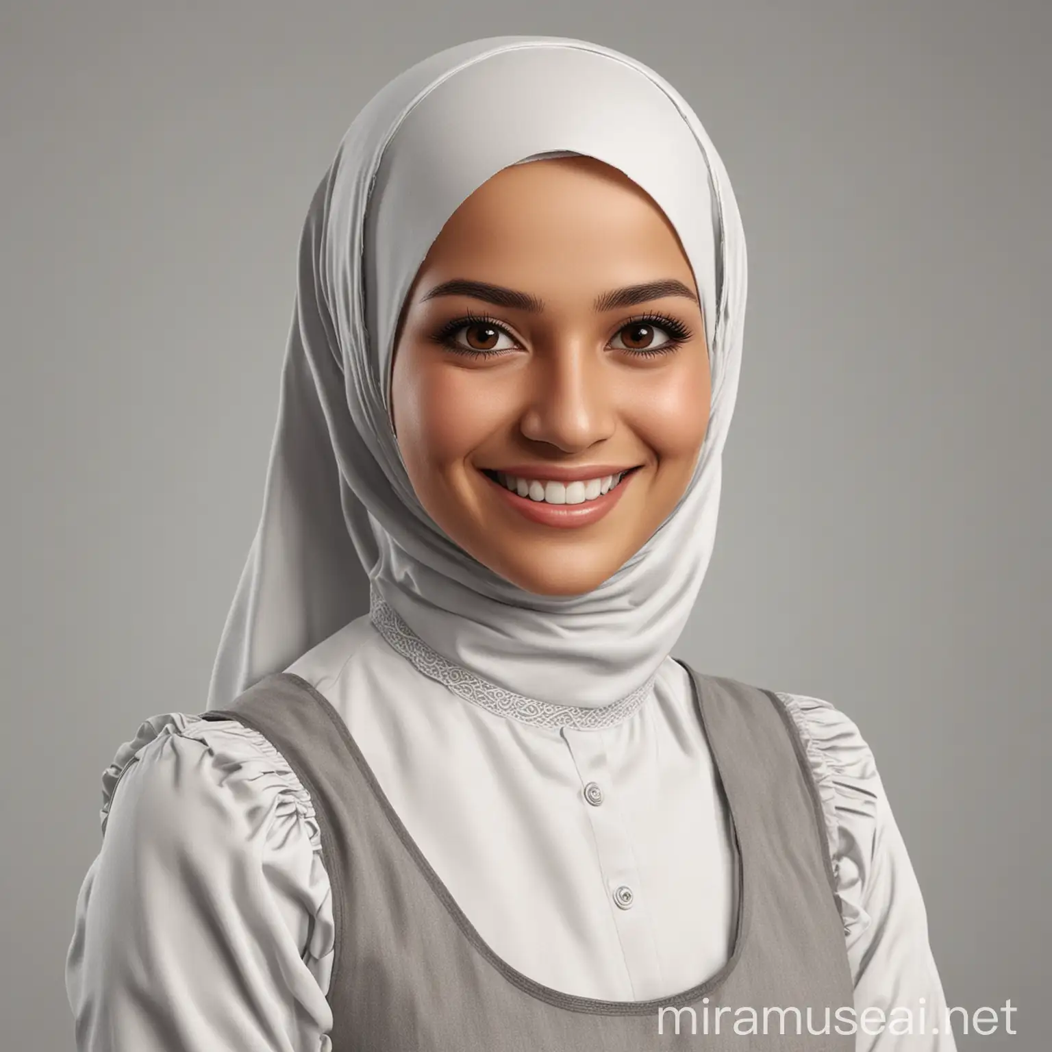 Smiling Muslim Maid Realistic Portrait