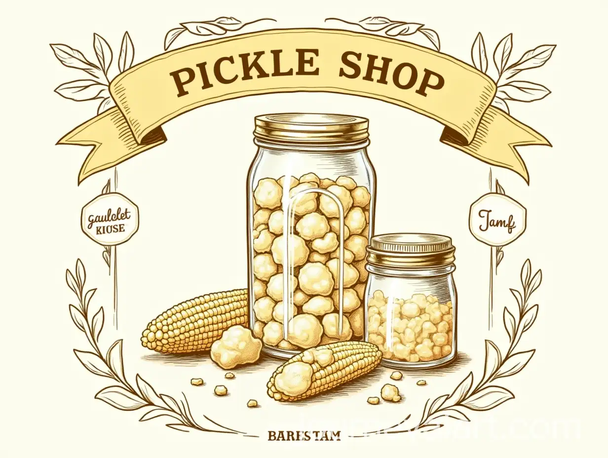 VintageStyle-Poster-for-Artisanal-Pickle-Shop-Featuring-HandDrawn-Jars