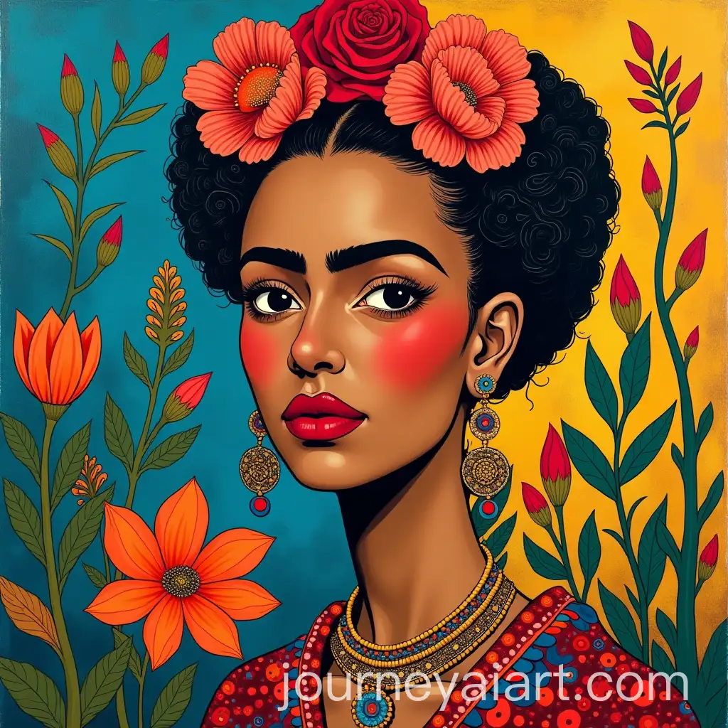 Colourful-African-Frida-Kahlo-and-MatisseInspired-Portrait