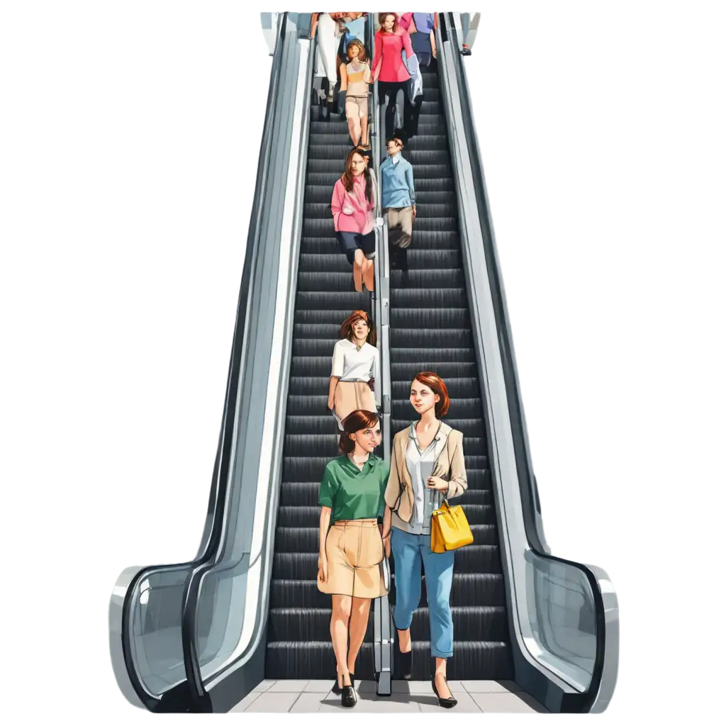 HighQuality-PNG-Image-of-People-on-an-Escalator-in-a-Shopping-Center