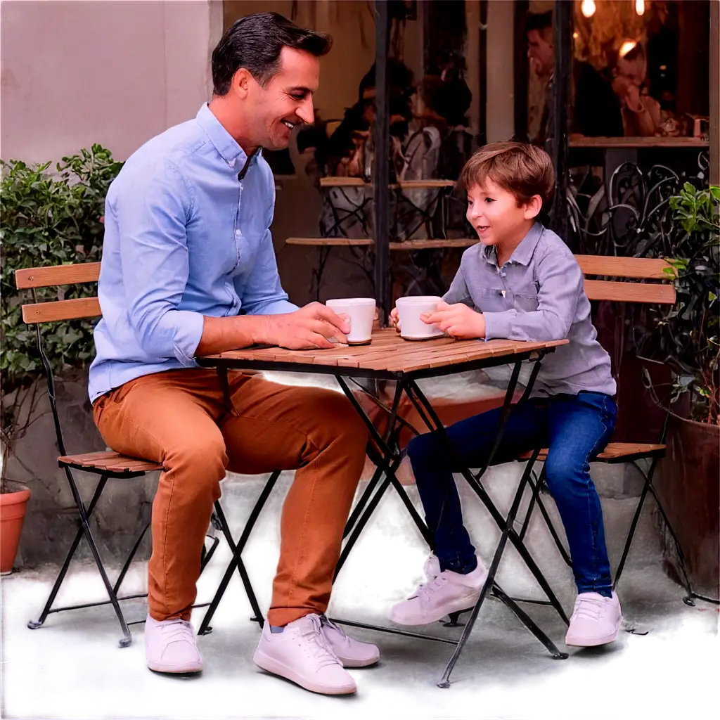 Father-and-Son-Having-Breakfast-at-a-Vintage-Caf-Capturing-Warmth-in-a-PNG-Image