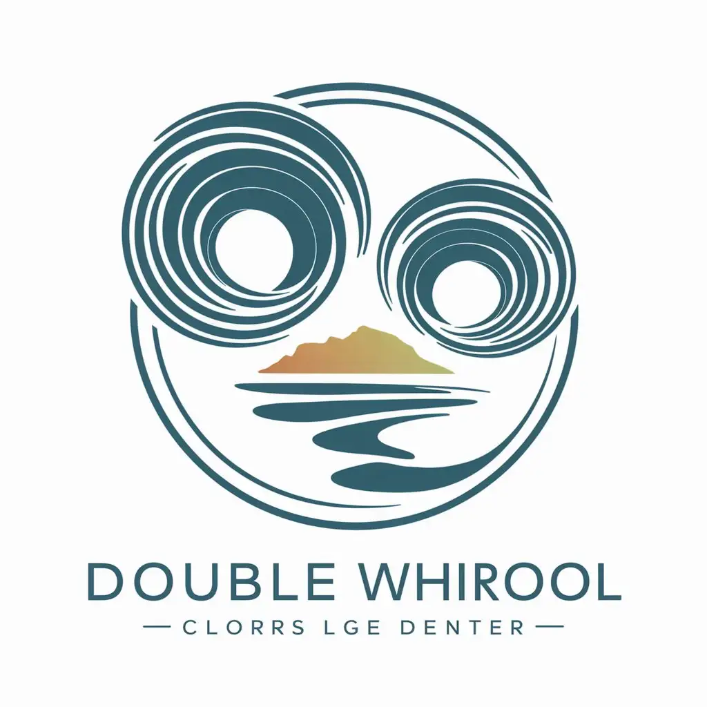 a logo design,with the text "double whirlpool", main symbol:whirlpool, island, circle,Moderate,be used in Travel industry,clear background