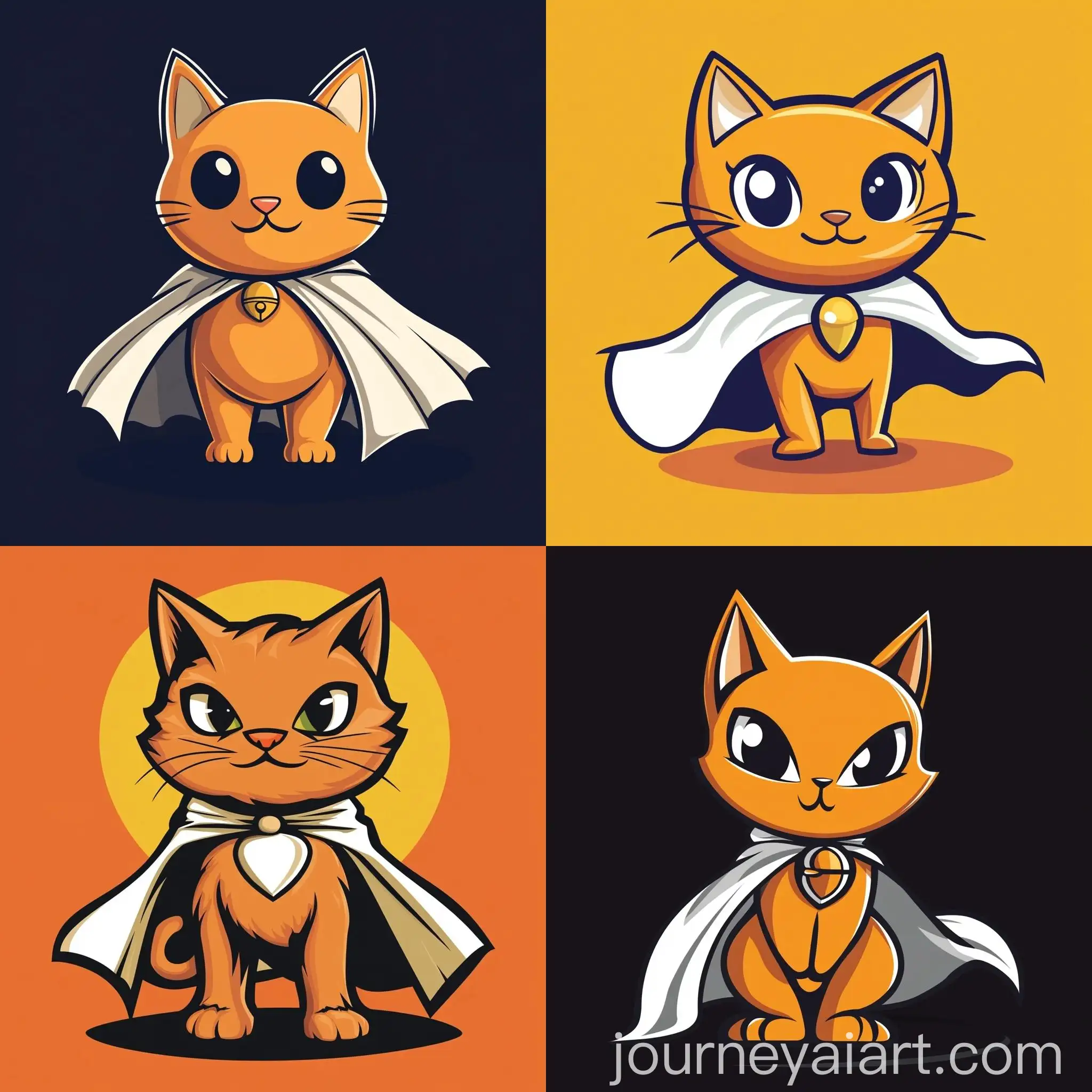 Cartoony-Orange-Cat-with-White-Cape-Logo