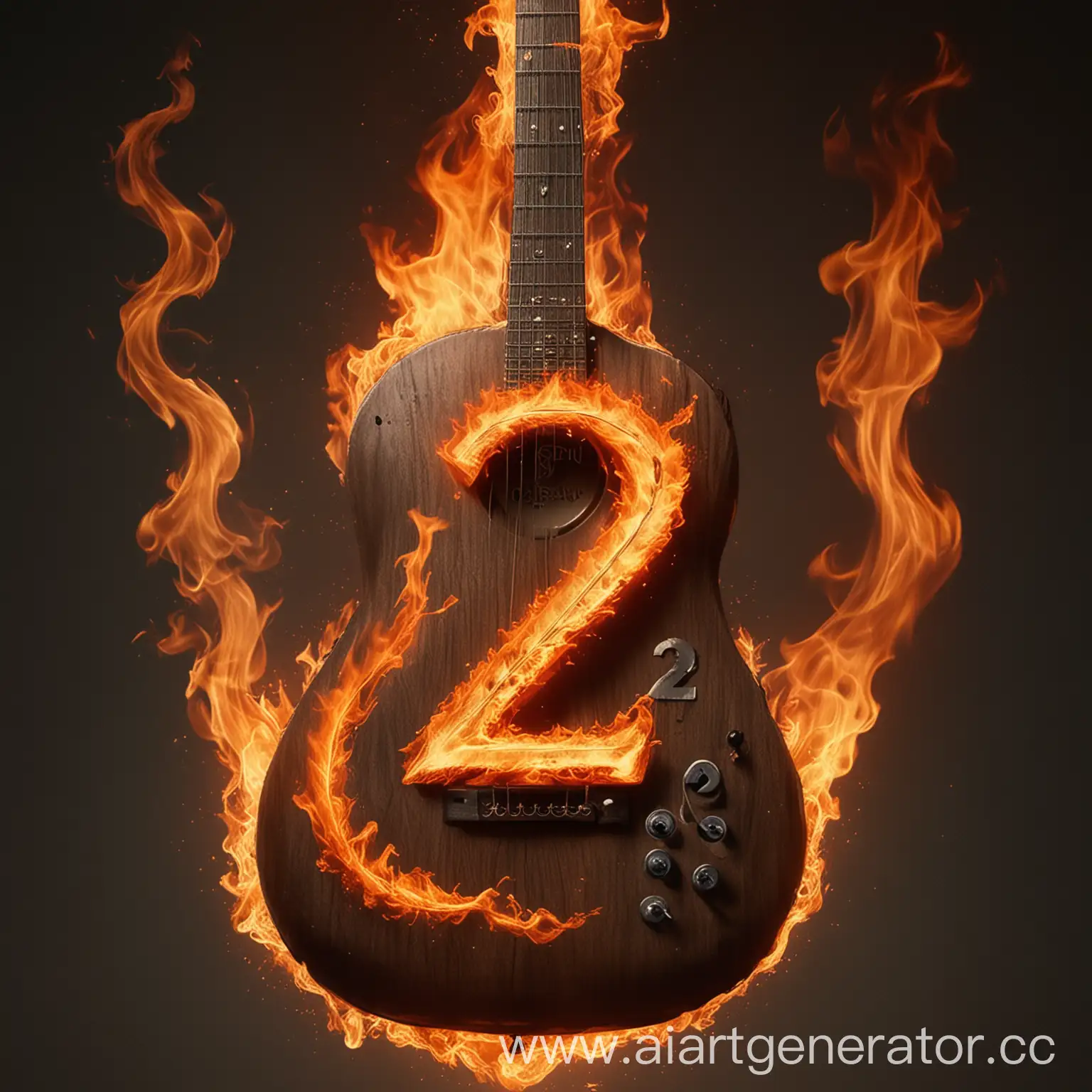 Burning-Guitar-with-Number-2-Design