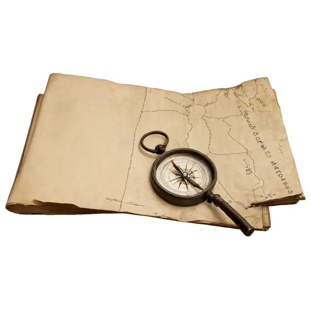 Explore-PNG-Image-of-Heaps-of-Old-Papers-Maps-Books-and-Compass