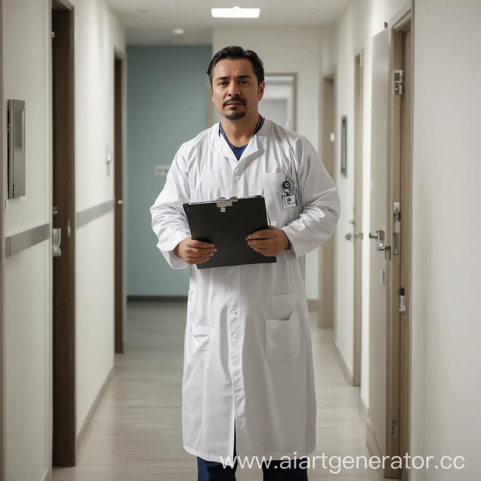 Mexican-Gentleman-in-Clinic-Corridor-Holding-Medical-Folder