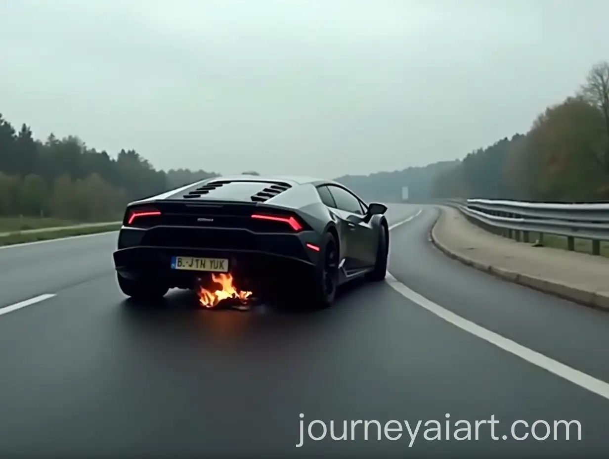 Black-Lamborghini-Huracan-Crash-on-Highway-with-Fire-and-Smoke