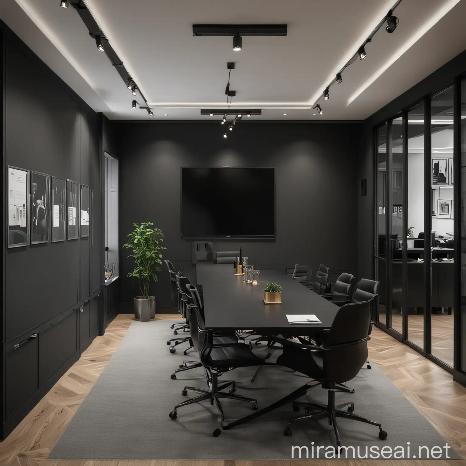 Modern Office Meeting Room with Black Color Scheme