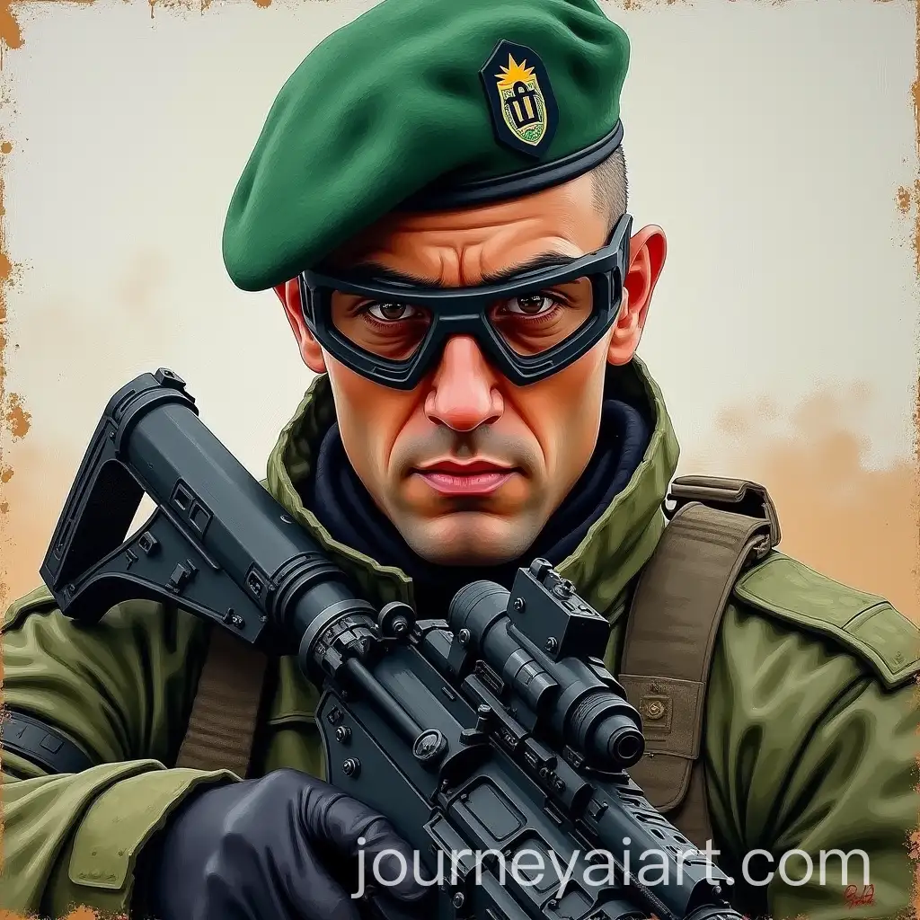 Israeli-Defense-Forces-Soldier-with-Green-Beret-and-Intense-Gaze