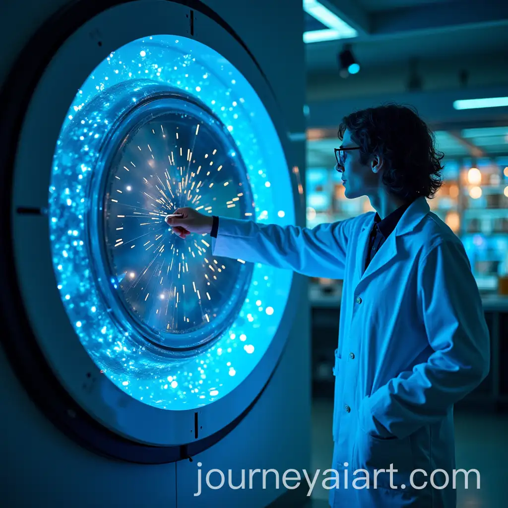 Young-Scientist-Operating-a-Time-Machine-in-a-Futuristic-Laboratory-with-Glowing-Blue-Lights