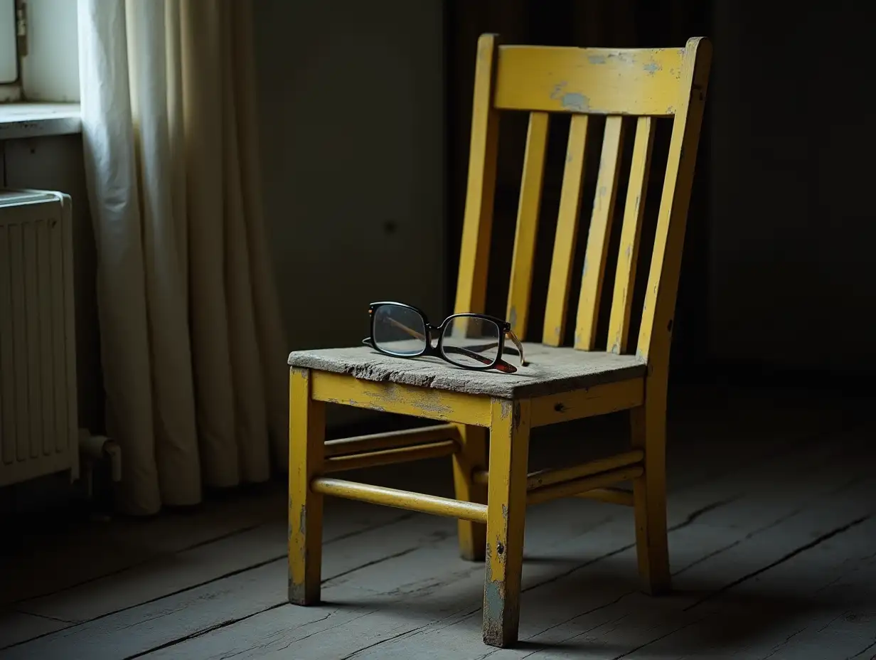 Abandoned-Room-with-Old-Yellow-Chair-and-Forgotten-Glasses