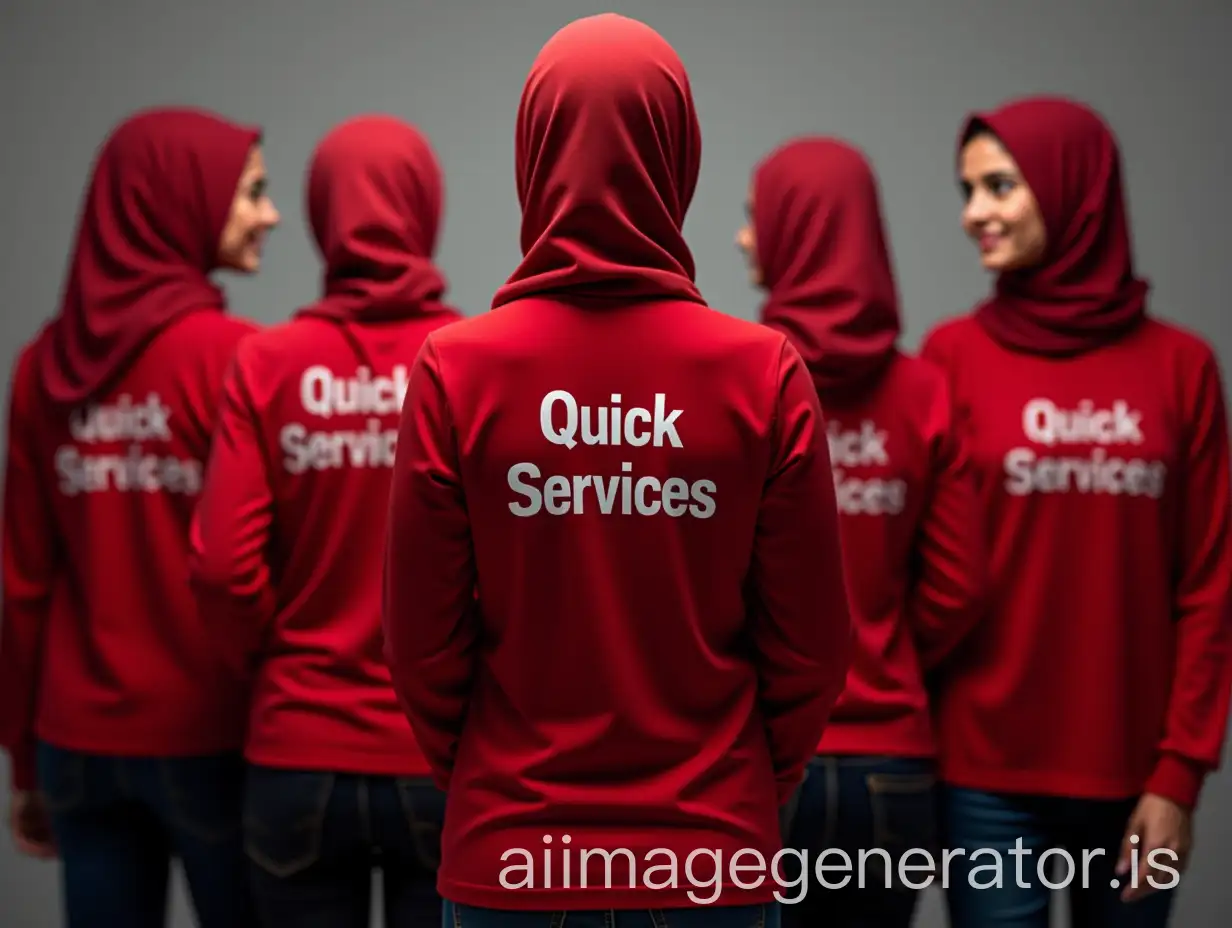 Diverse-Group-of-Professionals-in-Red-TShirts-with-Quick-Services-Branding