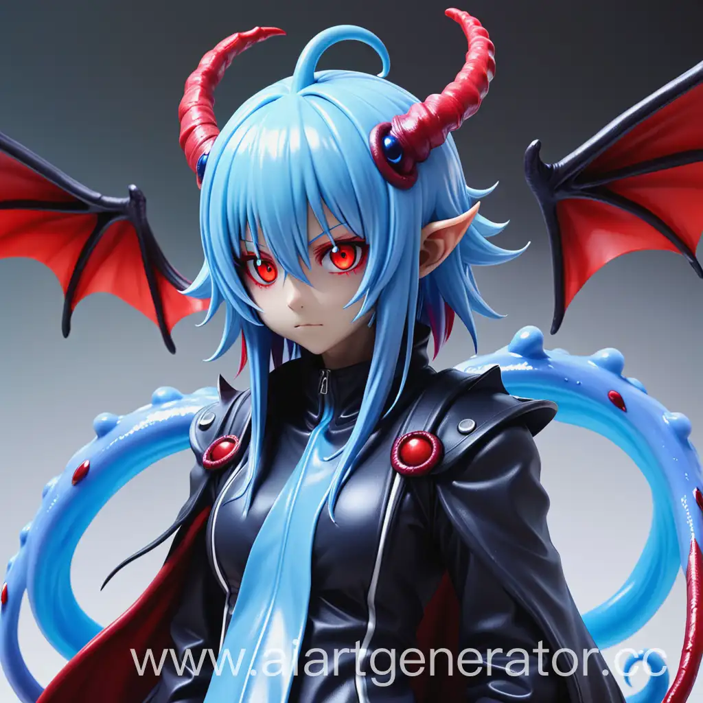 Rimuru-Tempest-Slime-Form-with-Leather-Wings-Dragon-Horns-Red-and-Blue-Hair-and-Red-Eyes