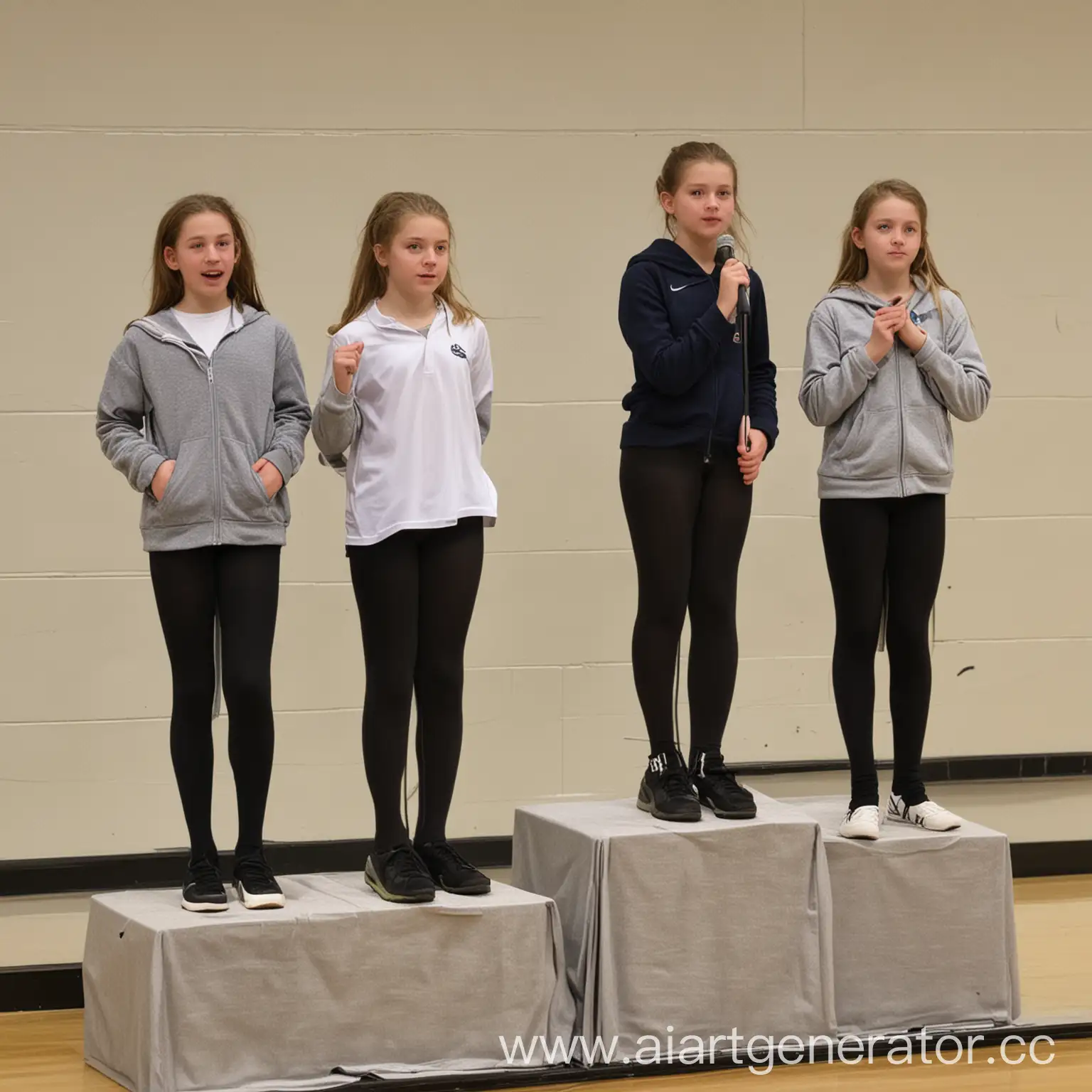 Sixth-Grade-Students-Wearing-Tights-on-Podium-Demonstrating-Performance