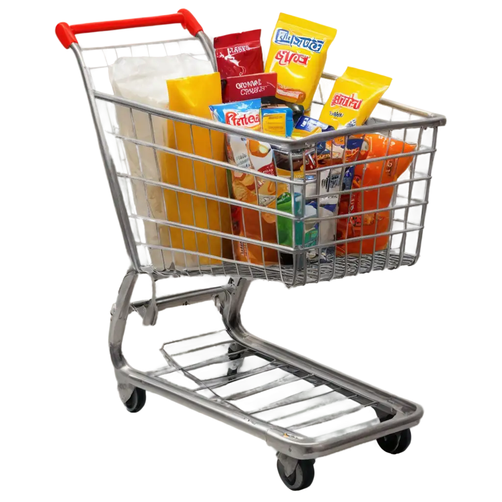 HighResolution-PNG-Image-of-a-Fully-Loaded-Shopping-Cart-with-Grocery-Essentials-in-a-Cash-and-Carry-Store