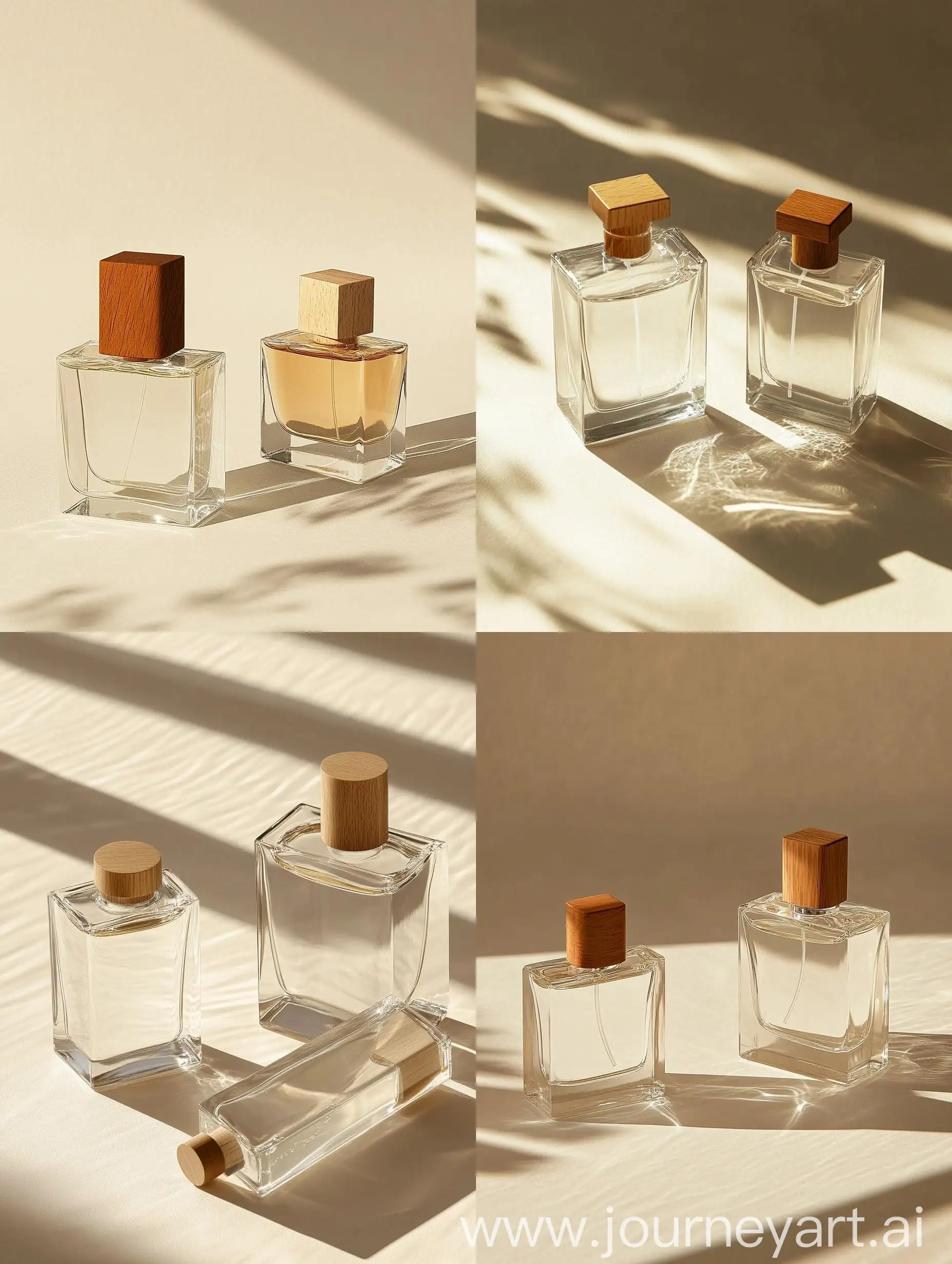 Clear-Glass-Perfume-Bottles-with-Beige-Background