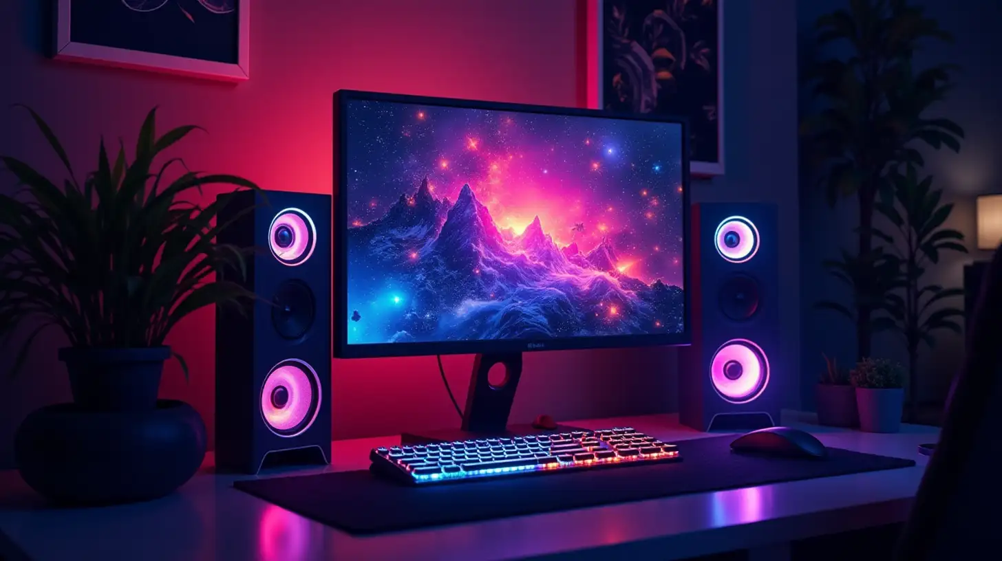 Neon Design Computer Setup with Futuristic Lighting