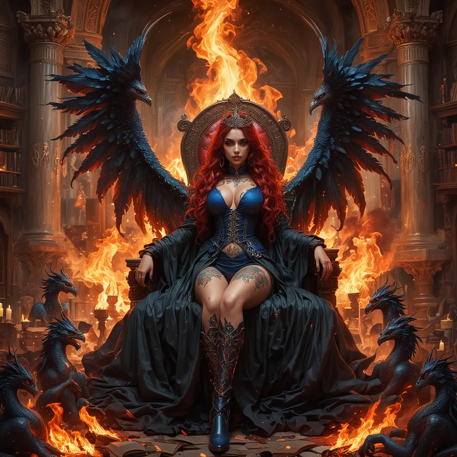 Adolescent Goddess Empress Sorceress in Fiery Realm