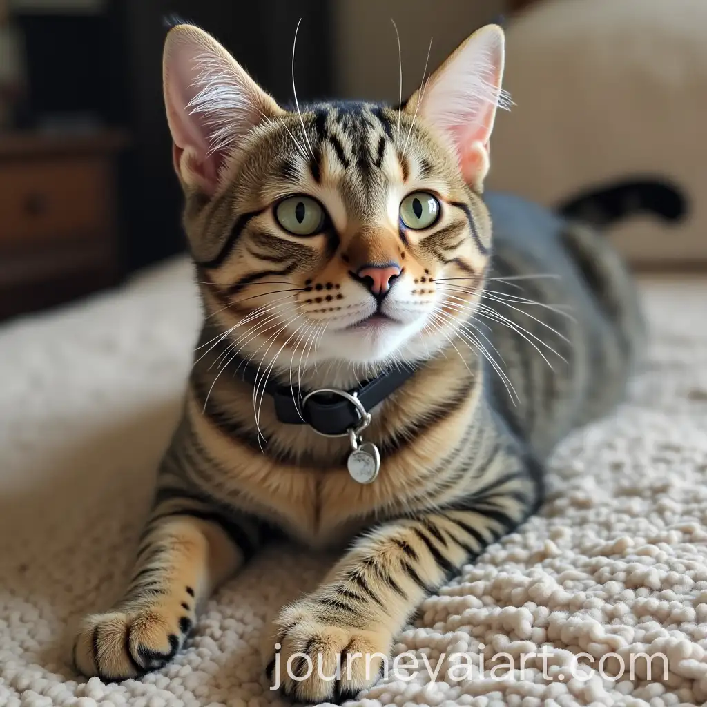 Playful-Cat-Sitting-on-a-Comfortable-Couch