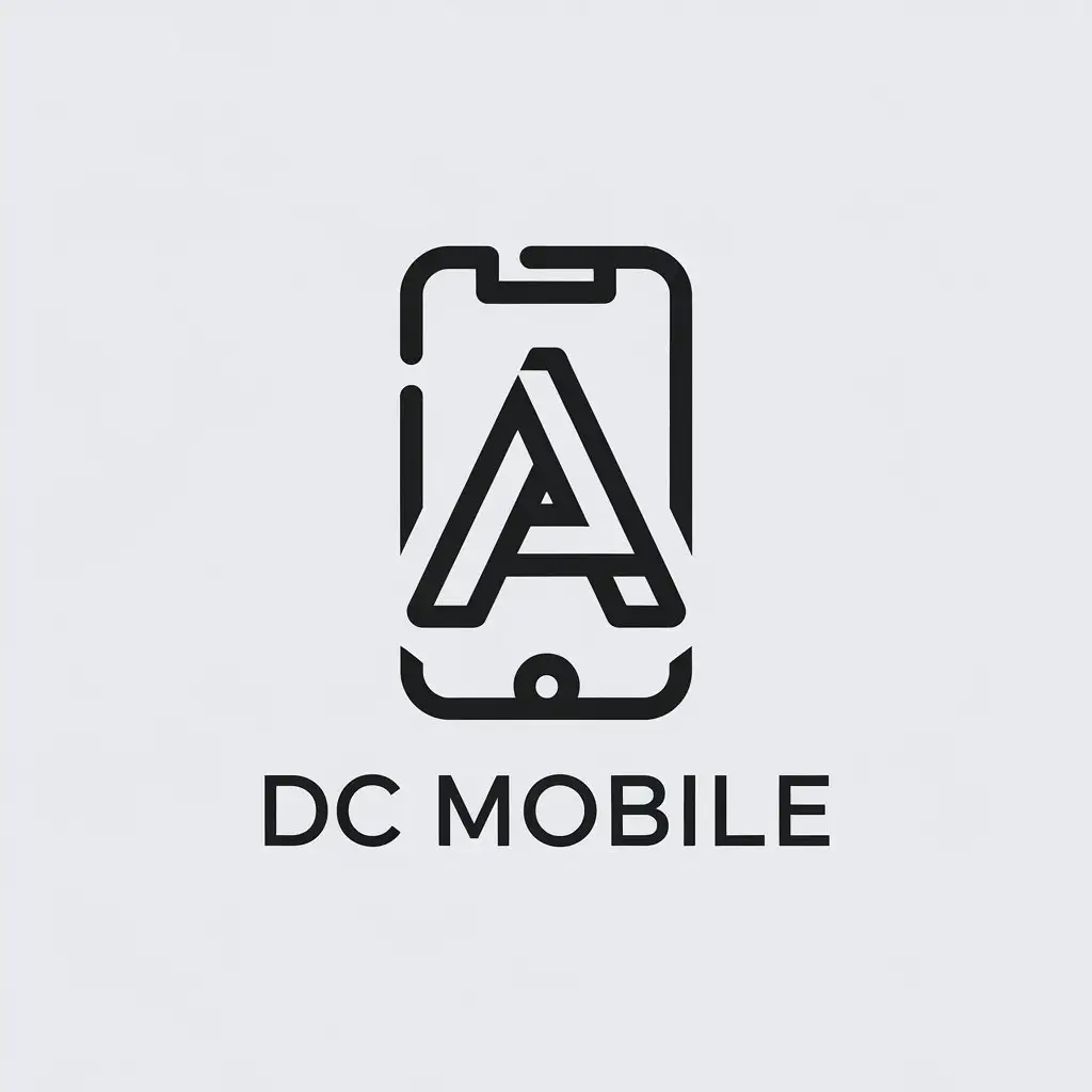 LOGO-Design-for-DC-Mobile-Minimalistic-Cellphone-with-A-Letter-Symbol