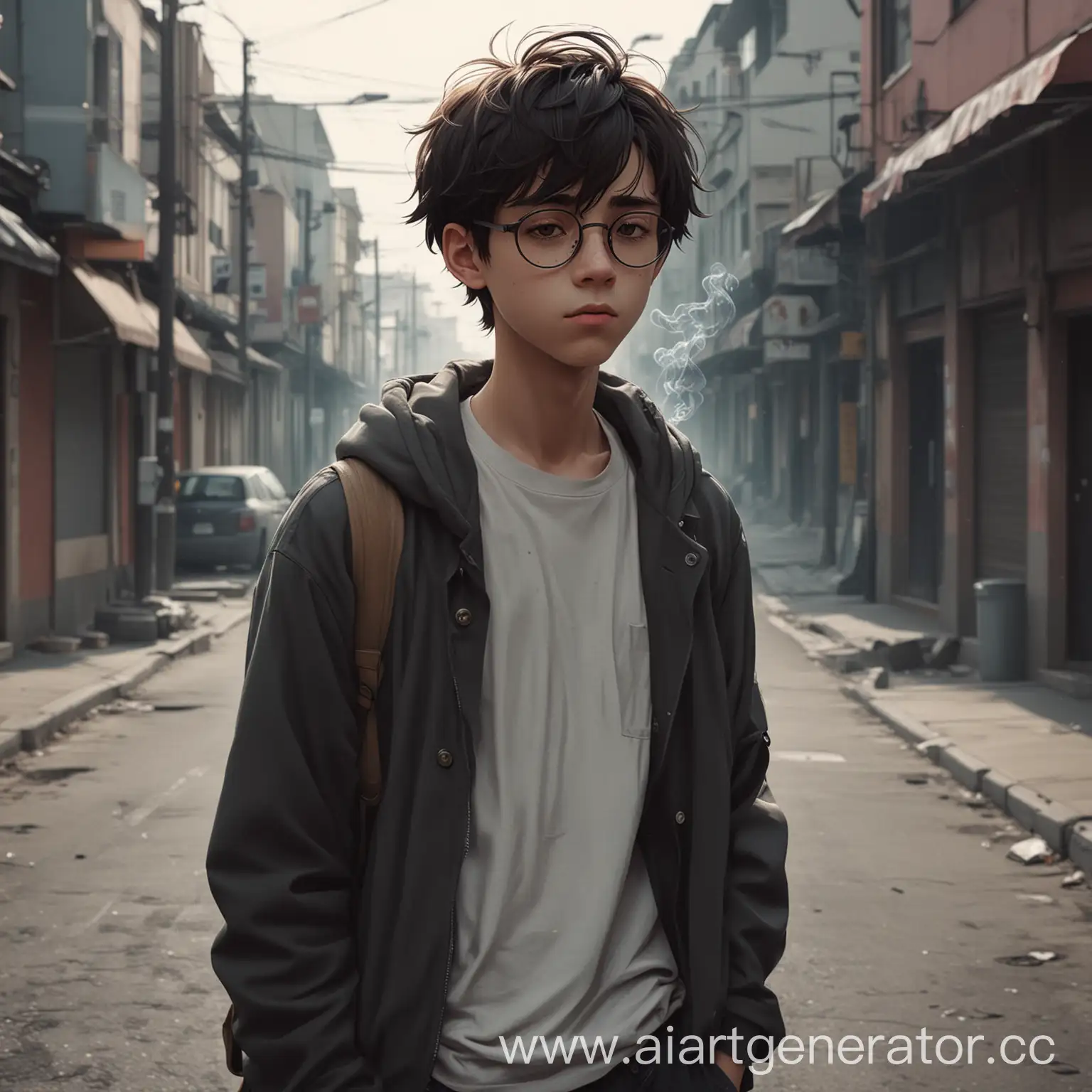 Lonely-Anime-Boy-Walking-Down-Street-with-Cigarette