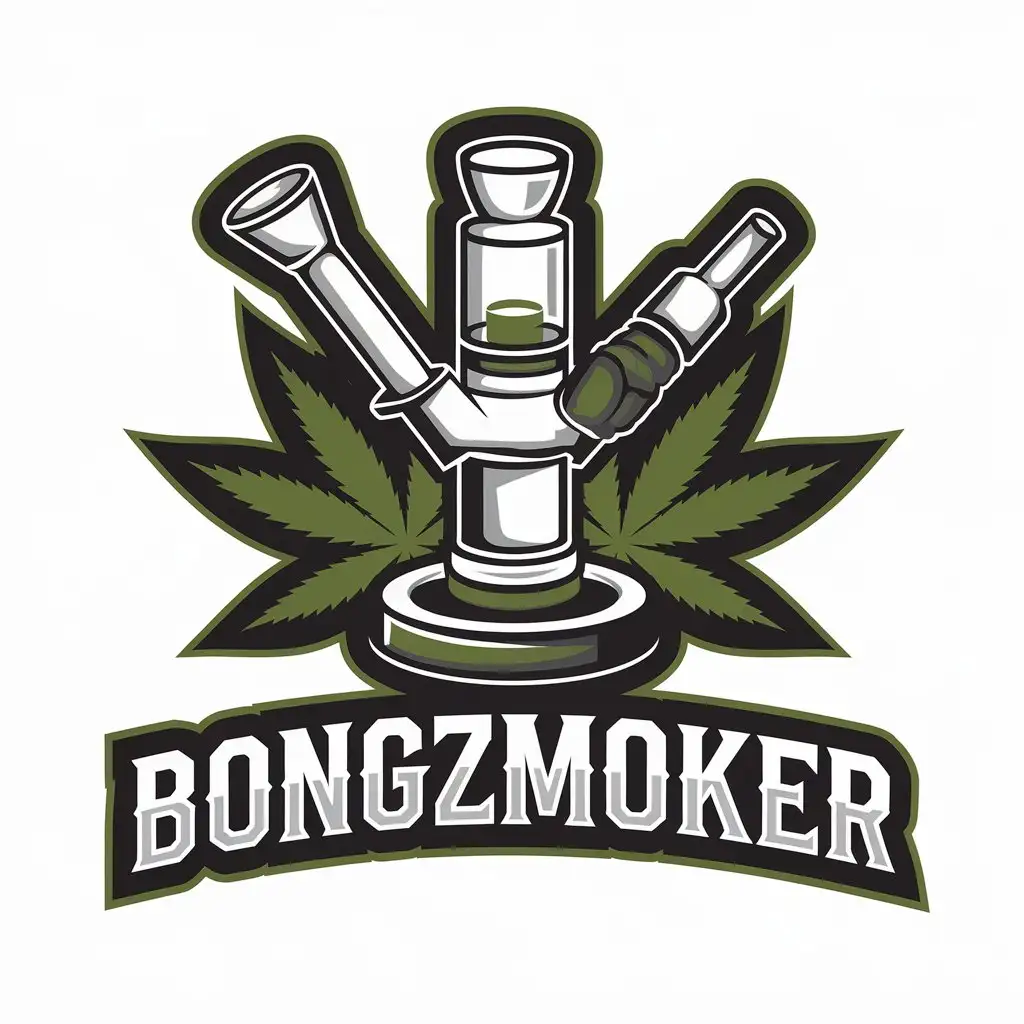 LOGO Design for BongZmoker Dab Rig Symbol in Green White with Modern Style