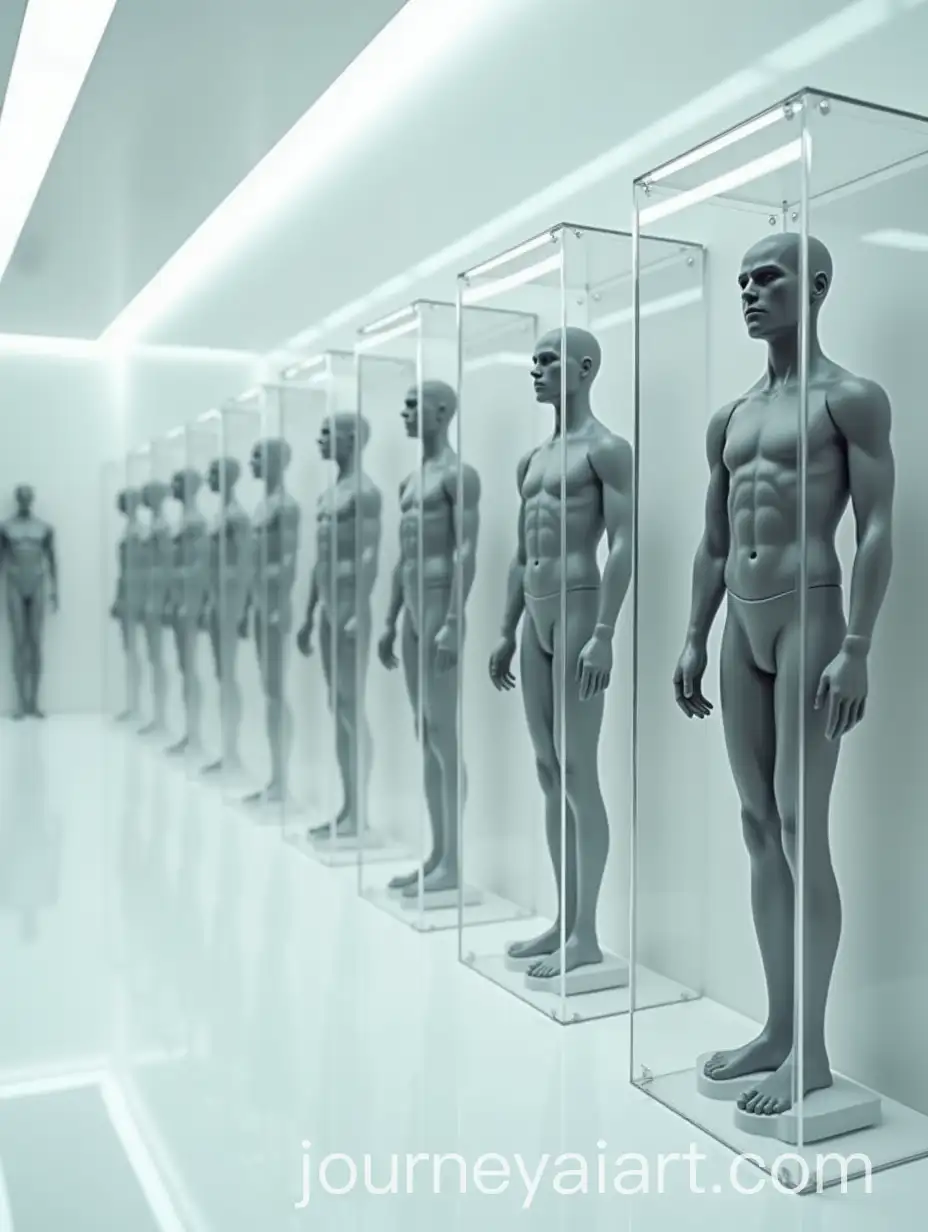 Futuristic-Men-in-Doll-Boxes-Installation-Art