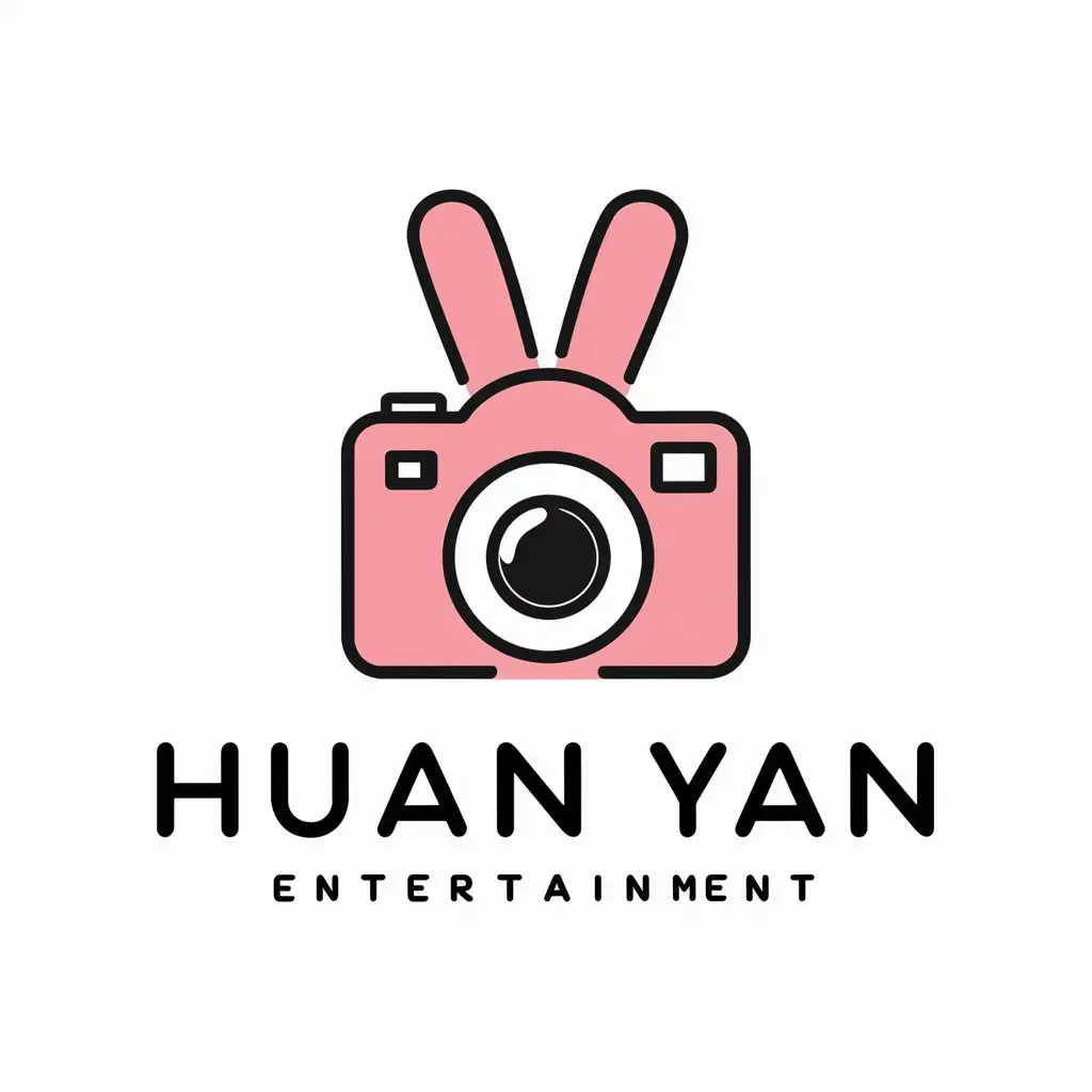 LOGO-Design-For-Huan-Yan-Minimalistic-Pink-Rabbit-and-Camera-Symbol