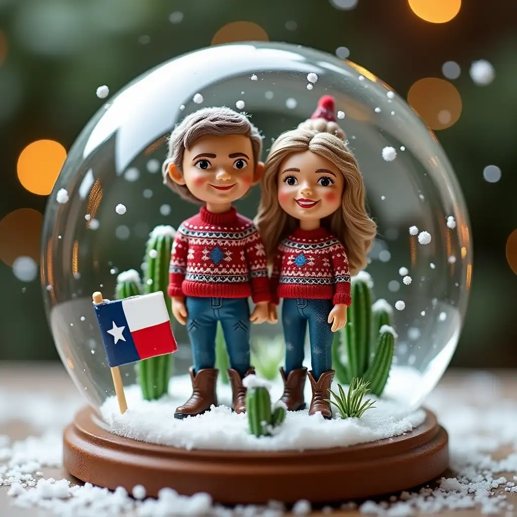 Husband-and-Wife-Bobbleheads-in-Snow-Globe-with-Texas-Theme