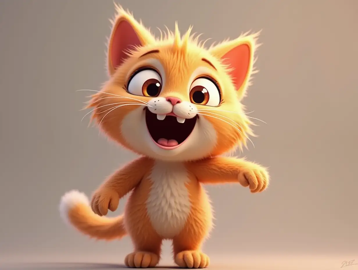 create AI animated image of a funny and playful cat