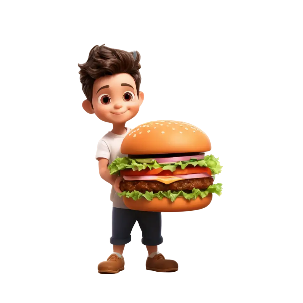 Cartoon-Cute-Food-PNG-Image-Delightful-Hamburgers-Character-for-Baby-Boy