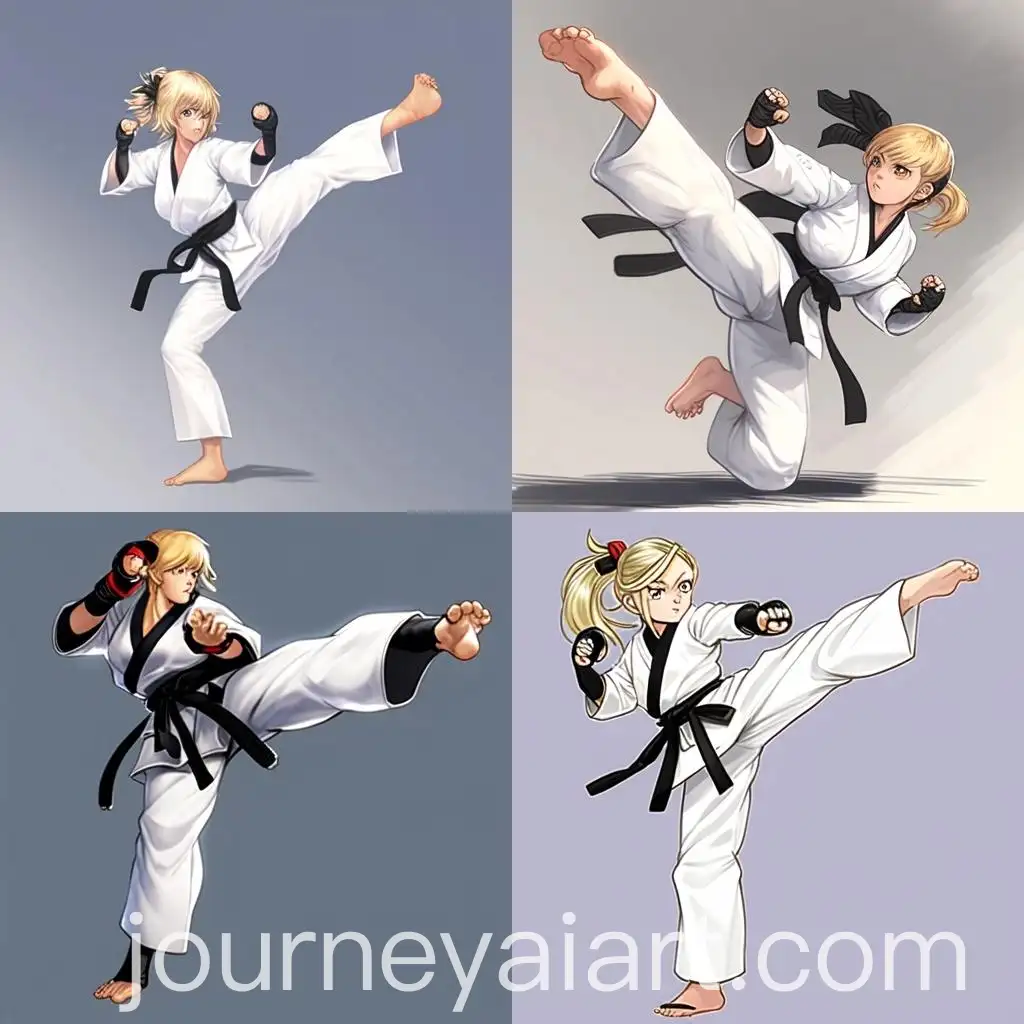 Blonde-Woman-in-Taekwondo-Dobok-and-Sparring-Headgear-in-Seiza-Pose