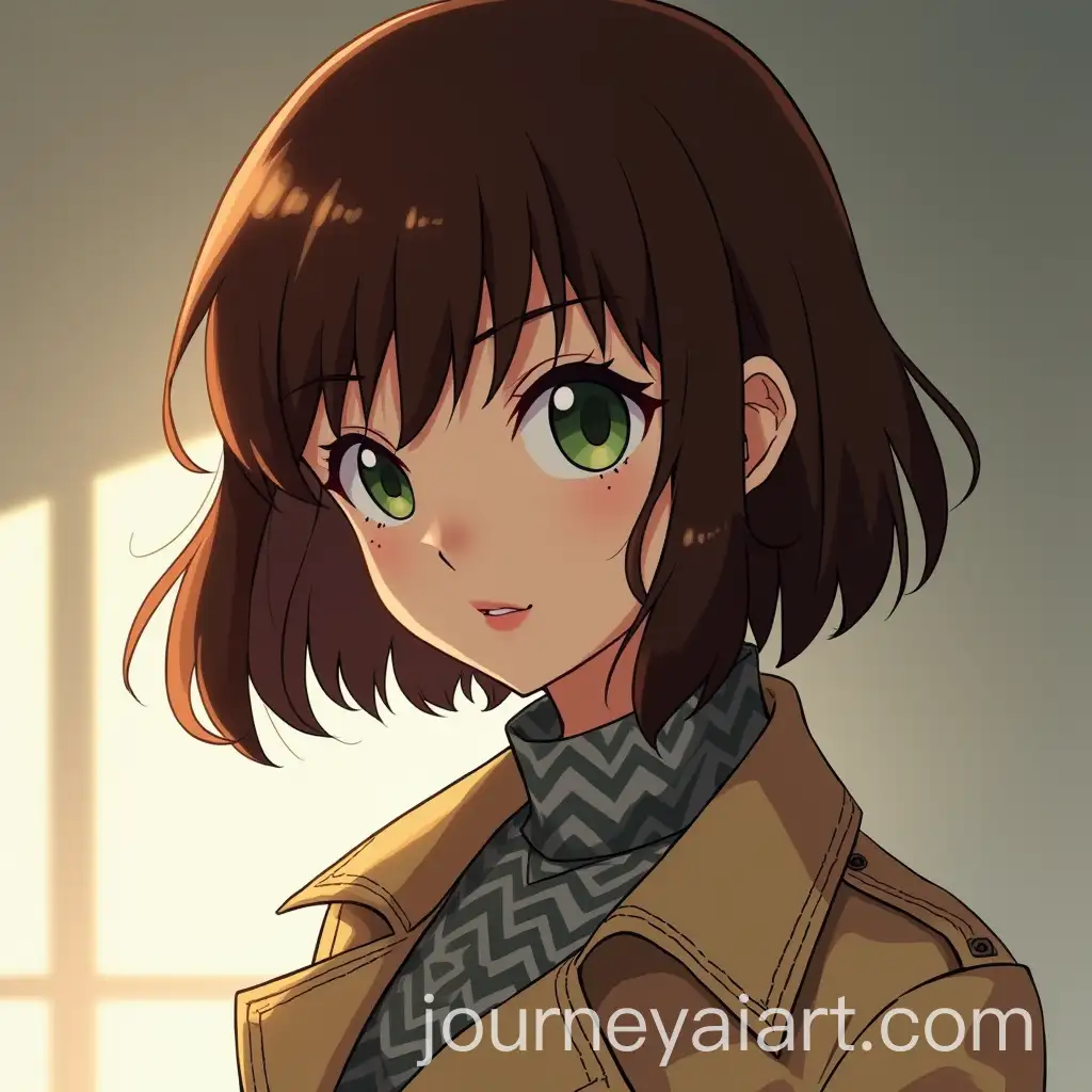 Anime-Detective-Portrait-of-Woman-in-Trench-Coat-with-Green-Eyes