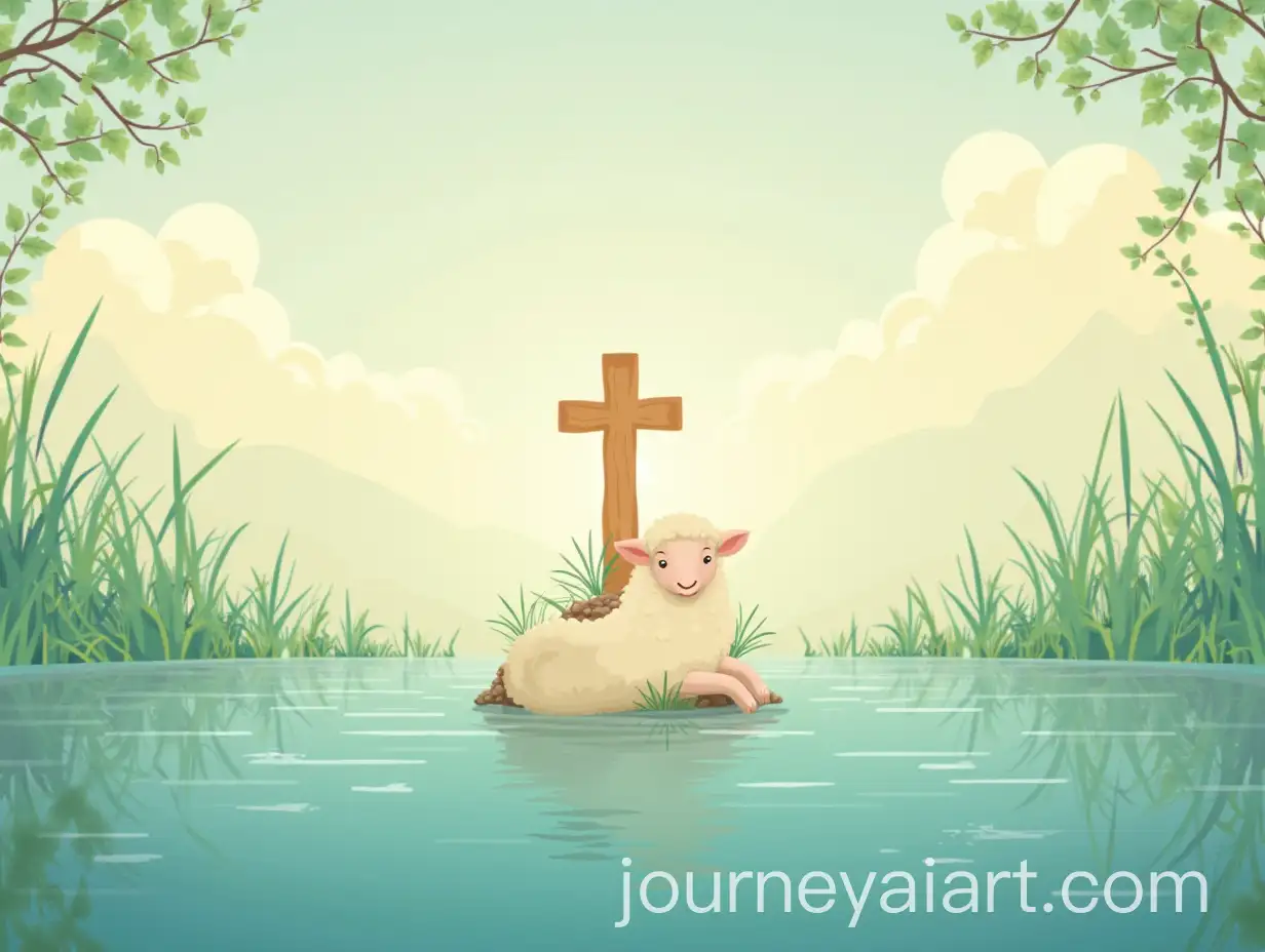 Youthful-YouTube-Channel-Banner-Design-Lamb-with-Cross-in-Musicthemed-Natural-Setting