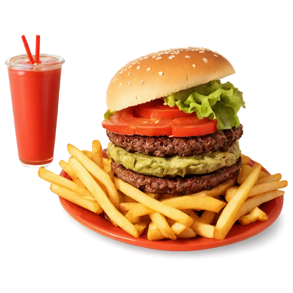 Delicious-Burger-and-French-Fries-PNG-Image-Crispy-Fast-Food-Illustration