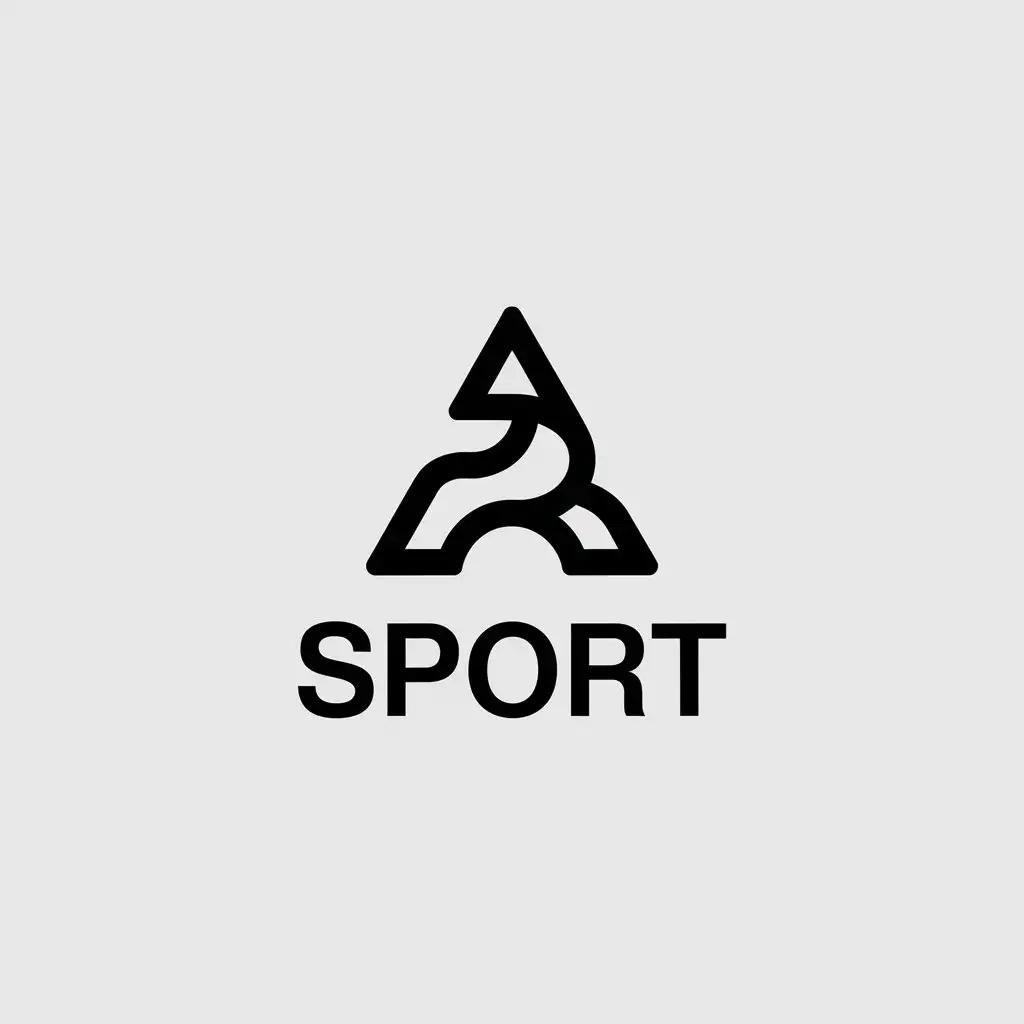 a vector logo design,with the text "SPORT", main symbol:abstract logo based on letter A,Minimalistic,clear background