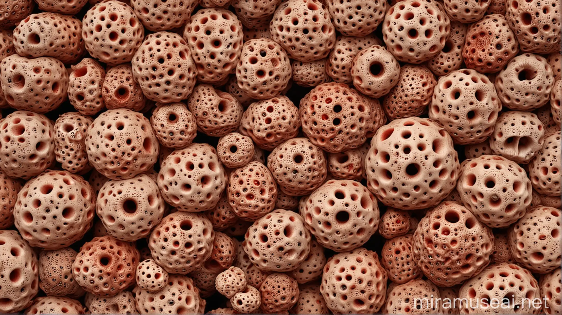 Creepy Trypophobia Concept with Bloody Patches and Varied Hole Sizes