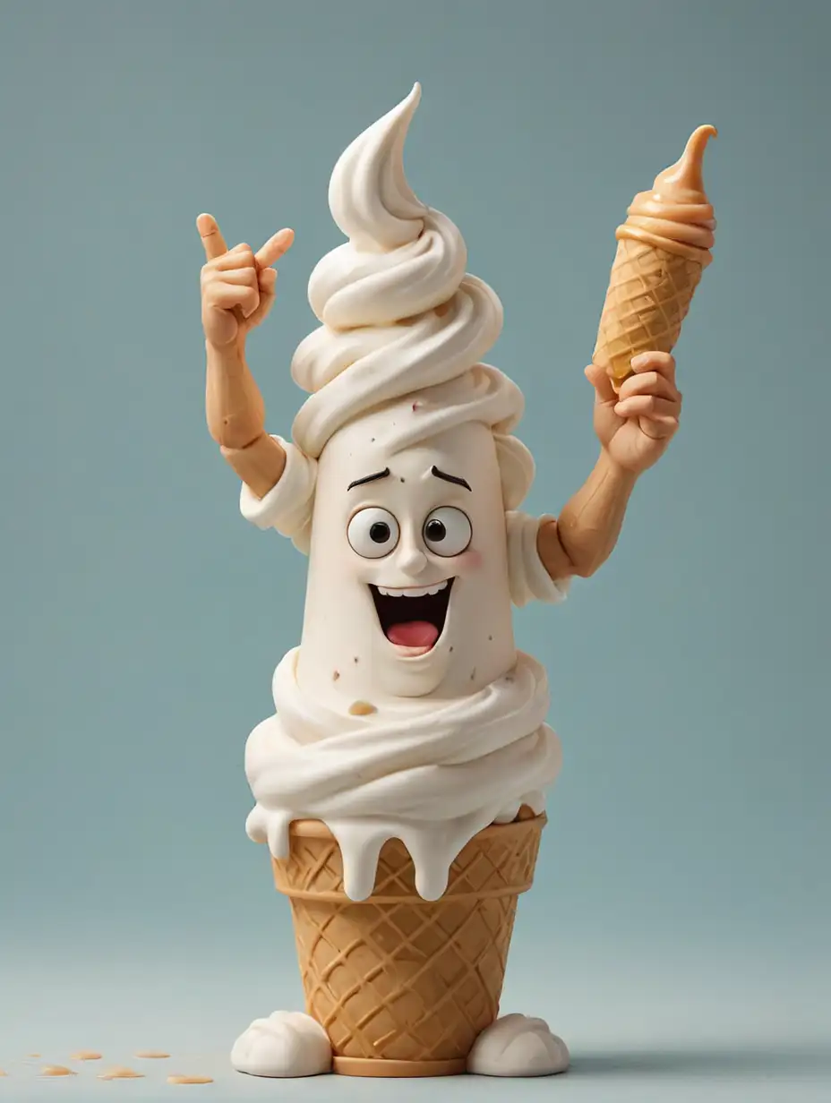 Cheeky Anthropomorphic Soft Serve Ice Cream Flipping the Bird