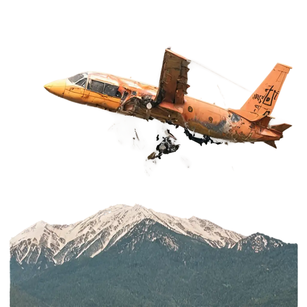 Aeroplane-Crash-Near-Mountains-PNG-HighQuality-Transparent-Image-for-Diverse-Uses