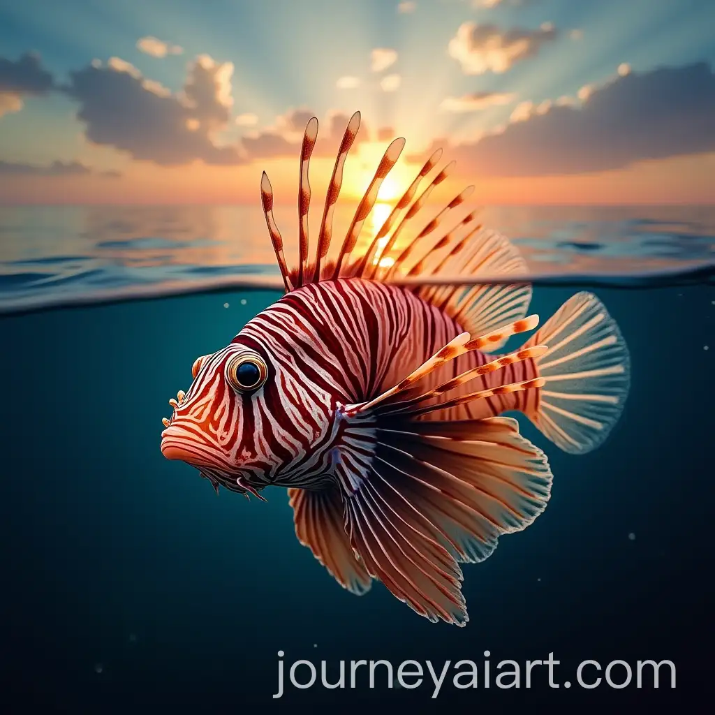 Lionfish-Swimming-in-the-Ocean-at-Sunset-Captured-with-8K-Professional-Camera