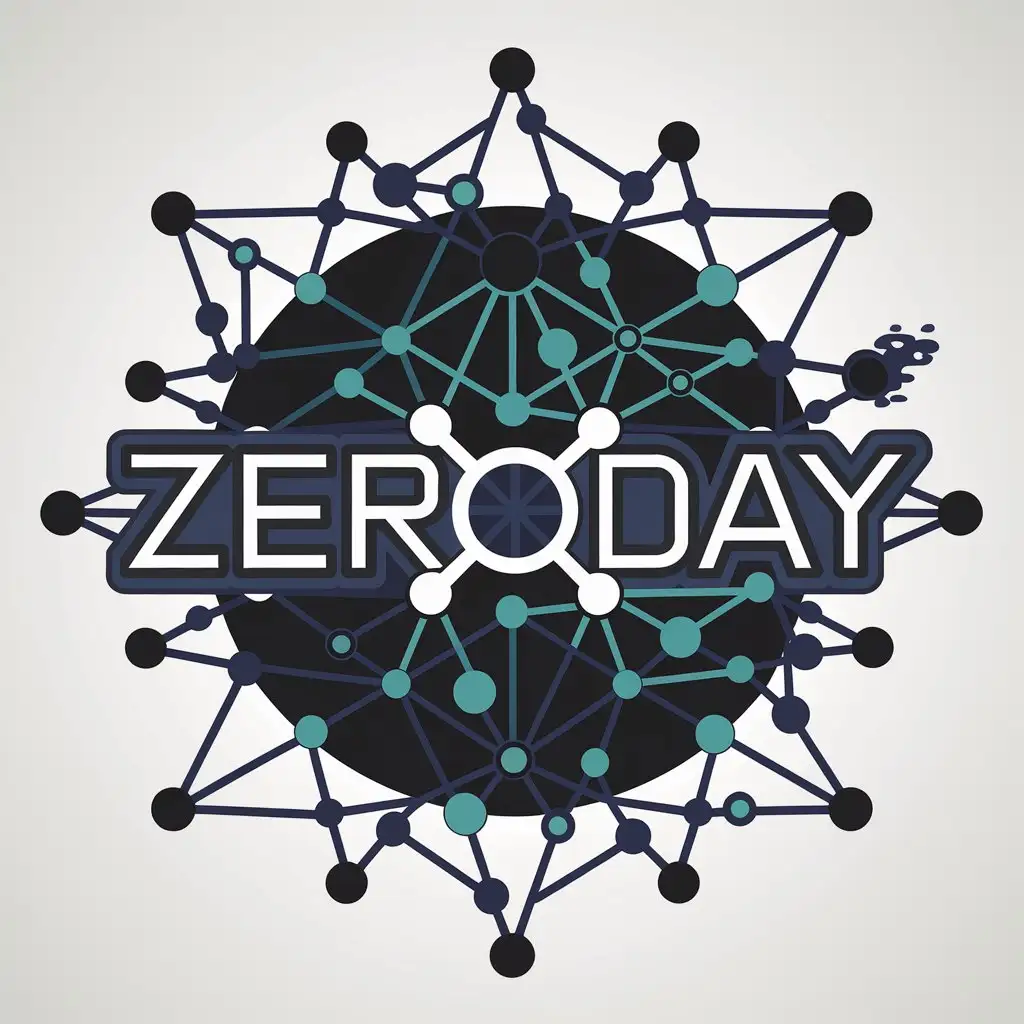 LOGO Design for Zeroday Dark Side of Internet Theme with Complex Symbolism and Clean Vector Style