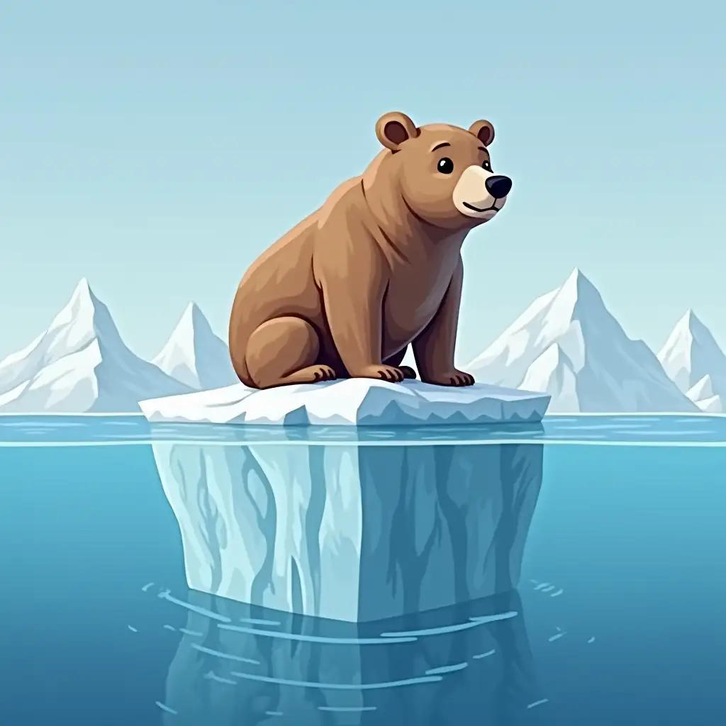 a brown bear on an iceberg