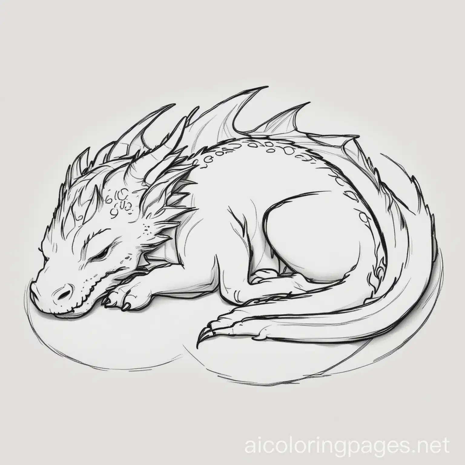 Simple-Outline-Sleeping-Dragon-Coloring-Page