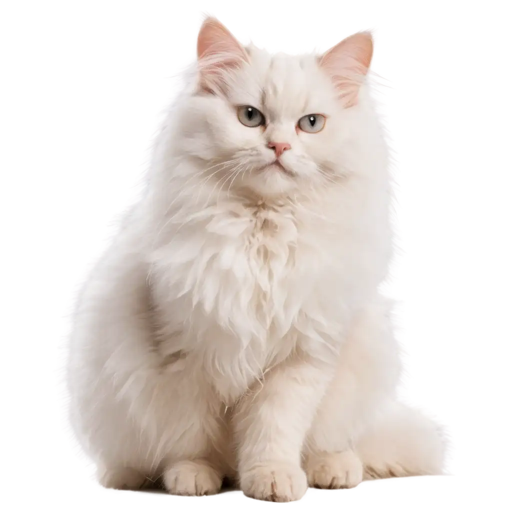 HighQuality-PNG-of-a-White-Fluffy-Cat-Sitting-Perfect-for-Digital-Art-and-Design-Projects