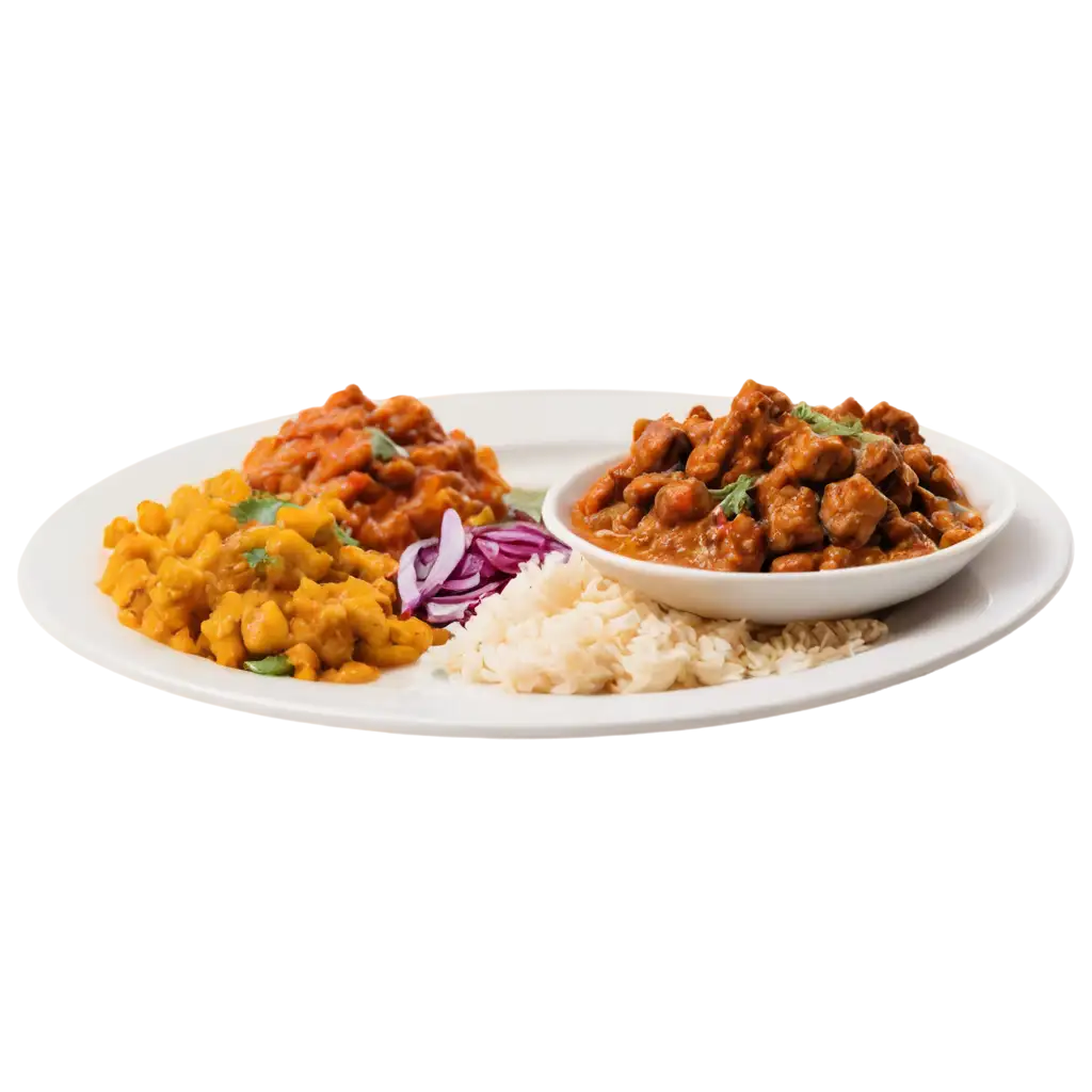 Indian-Food-on-a-White-Plate-PNG-Image-for-HighQuality-Culinary-Visuals