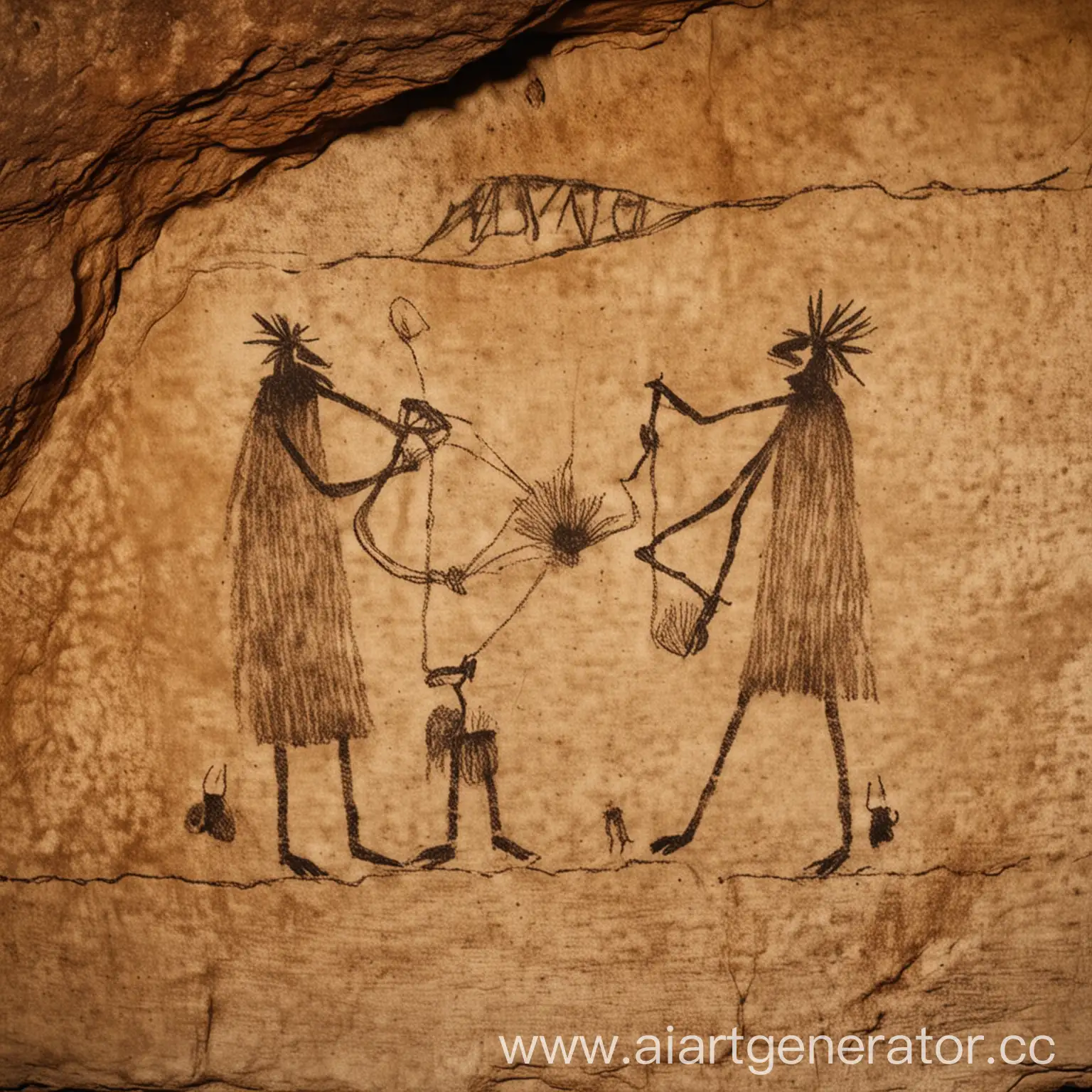 Ancient-Cave-Drawing-of-Wool-Carding-Process