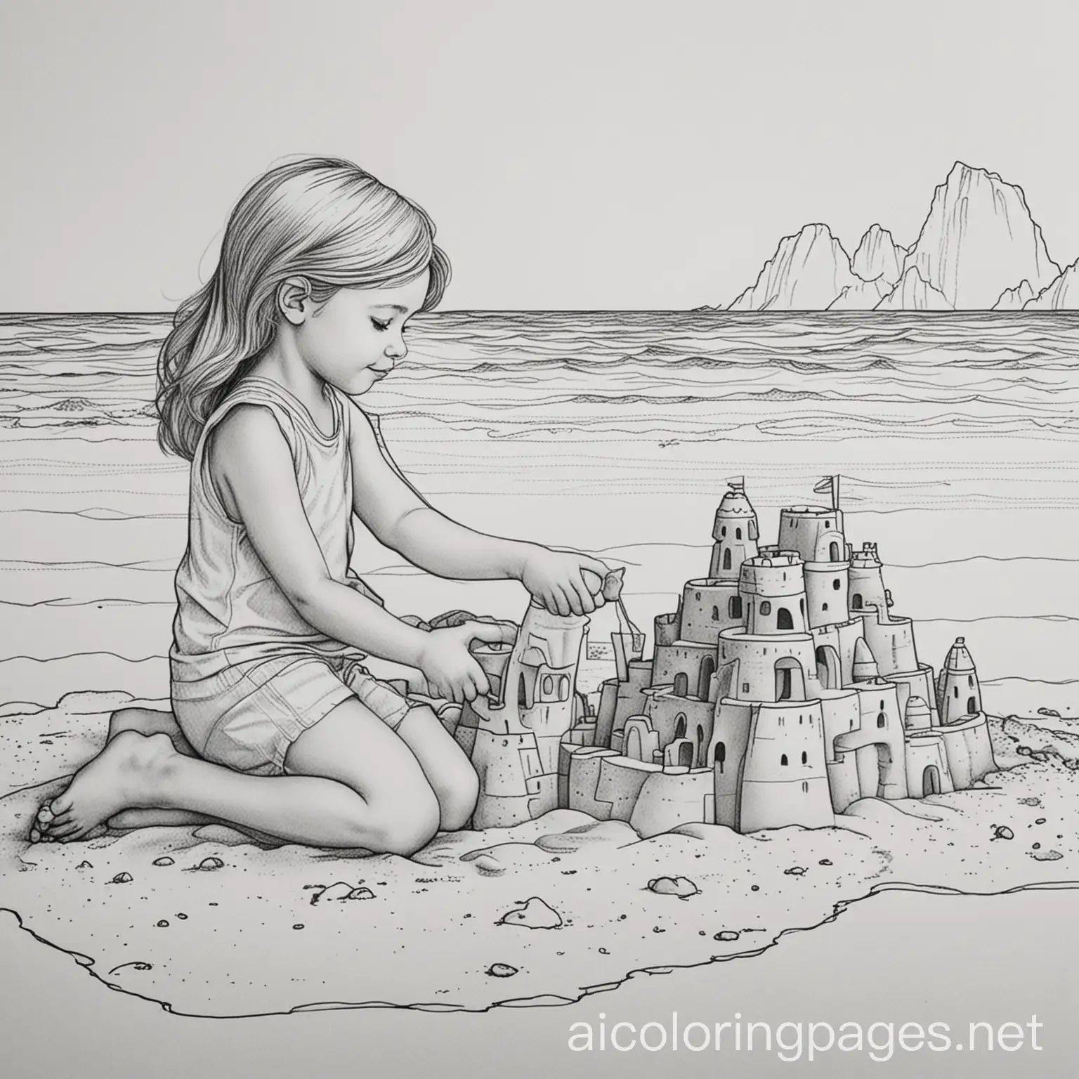 Children-Building-Sandcastle-on-Rio-de-Janeiro-Beach-Coloring-Page