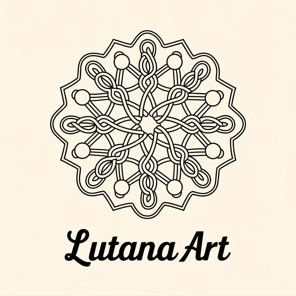 LOGO Design for Lutana Art Macram Ropes Knots Mandala with Black and Gold Theme