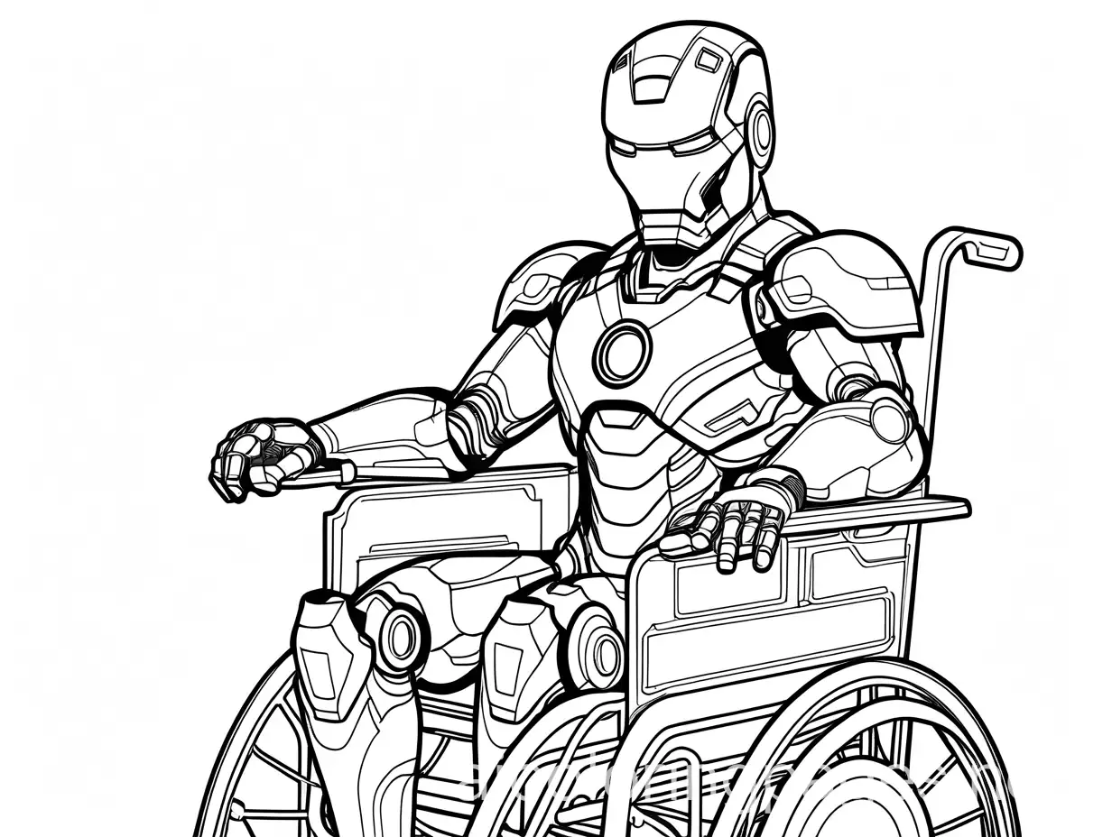 Child-on-Wheelchair-Dressed-as-Iron-Man-Coloring-Page