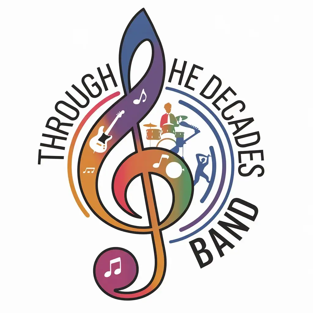 LOGO Design for Through the Decades Band Vibrant Music Symbols and Entertainment Industry Appeal